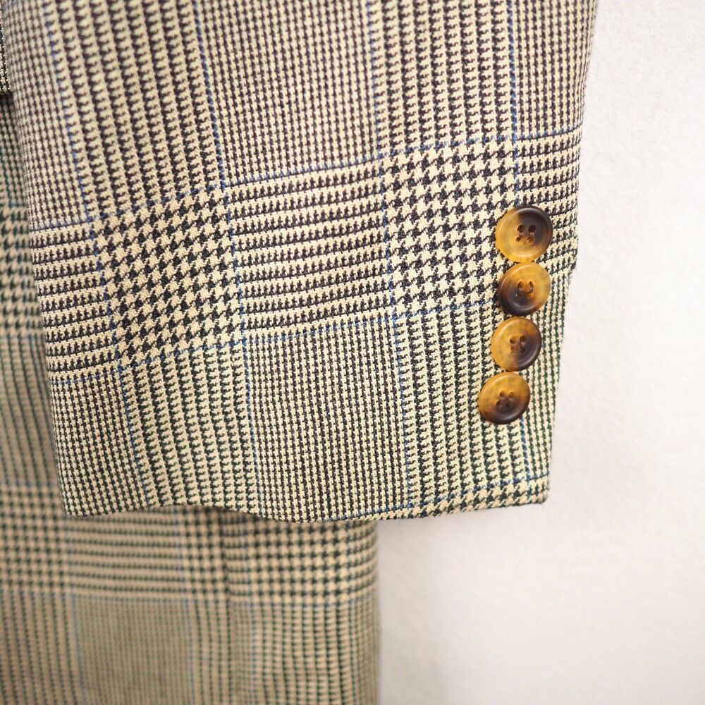Ralph Lauren Polo University Club Tan Houndstooth Sport Coat Men 44R Silk Wool - Picture 7 of 13